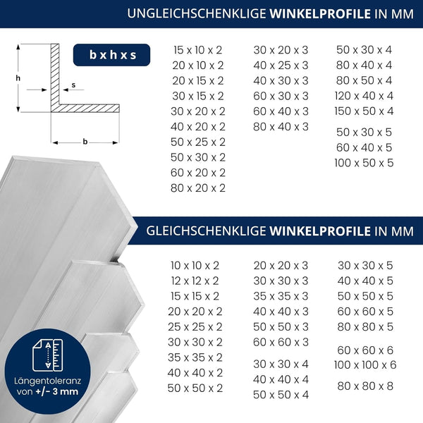 Thyssenkrupp Aluminium-Winkelprofil 30x30x2 Mm, Länge 2000 Mm – EN AW-6060, Für Bau, Möbel & Geländer