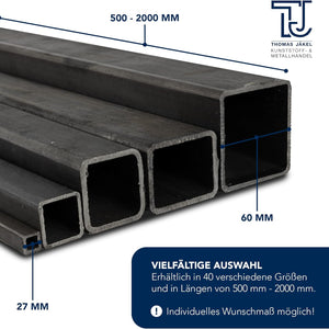 Stahl Quadratrohr S235 / 1500 - 2000mm Länge /  Hohlprofil Stahlrohr Vierkantrohr