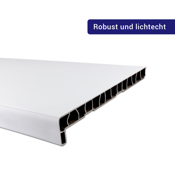 Fensterbank PVC Weiß - Innen, Fensterbrett für Innen, Fensterbänke +  Endkappen