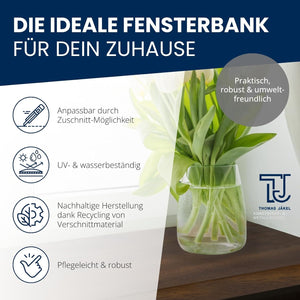 Fensterbank Innen „Eiche" Tiefe 400mm Kunststoff inkl. Seitenabschluss / Innenfensterbank PVC