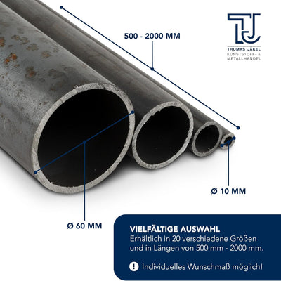 Stahl Rundrohr S23 / 500-2000mm Länge / Blank Rundrohr Stahlrohr