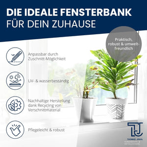 Fensterbank Innen „Weiß“ Tiefe 250mm Kunststoff inkl. Seitenabschluss / Innenfensterbank PVC