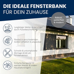 Fensterbank Außen Anthrazit Tiefe 110mm Aluminium / inkl. Abschlüsse für Putz-Mauerwerk