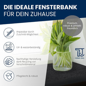 Fensterbank Innen „Anthrazit“ Tiefe 250mm Kunststoff inkl. Seitenabschluss / Innenfensterbank PVC