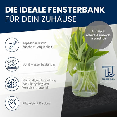 Fensterbank Innen „Anthrazit“ Tiefe 100mm Kunststoff inkl. Seitenabschluss / Innenfensterbank PVC
