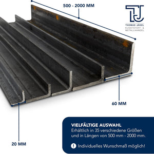 Winkelstahl S235 / 1500 - 2000mm Länge / schwarz gewalzt / L-Profil