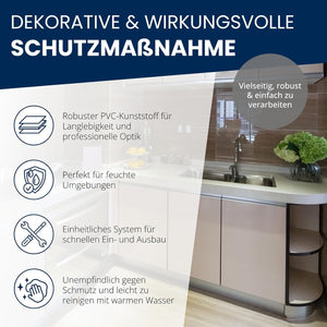 Küchensockel aus Kunststoff 1,5 Meter PVC-Leiste für die Küche / Küchenblende inkl. Dichtlippe