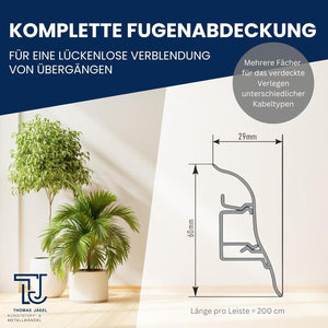 Sockelleiste Weiß / PVC Fußleiste / Sockelleiste mit Kabelkanal/Kunststoff Sockelleiste als Robuste Fußleiste