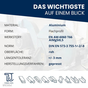 Flachprofil Aluminium 1000mm Länge / für Innen- & Außen / robustes & langlebiges Aluprofil / korrosionsbeständig