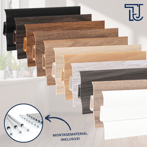 Sockelleiste Wenge / PVC Fußleisten Sockelleisten 62 mm Höhe aus Kunststoff mit Kabelkanal