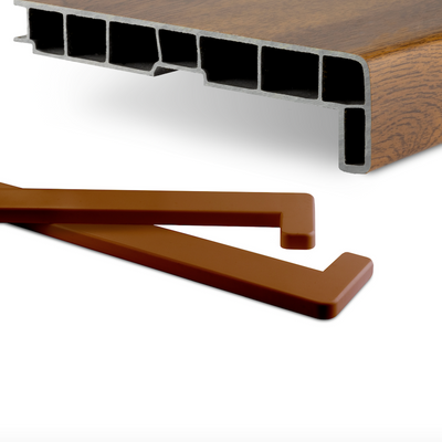 1x Set Endstücke PVC Eiche Gold Innenfensterbank (1x rechts und 1x links) Verschiedene Tiefen